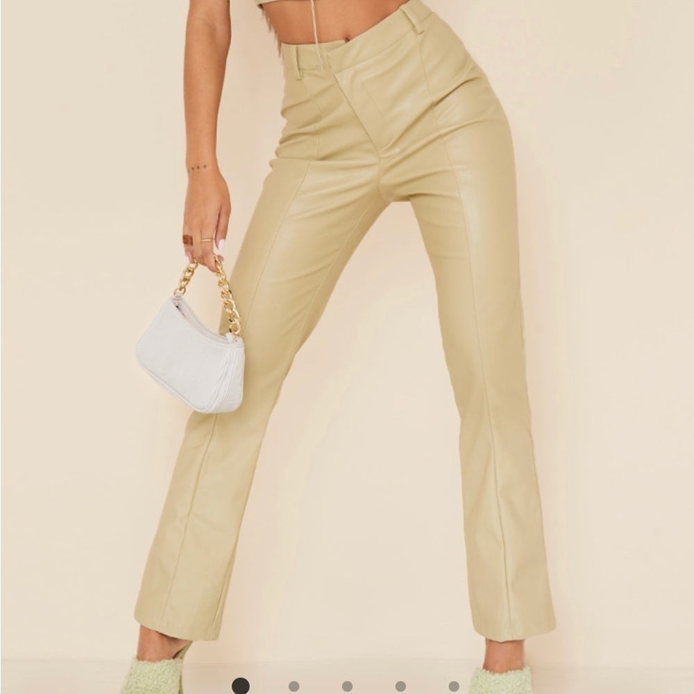 Tan faux leather pants